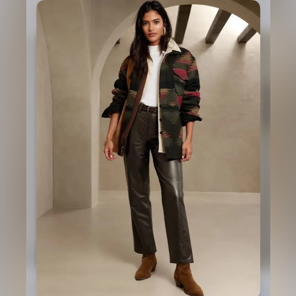 Genuine Lamb Leather High Rise Straight Pant